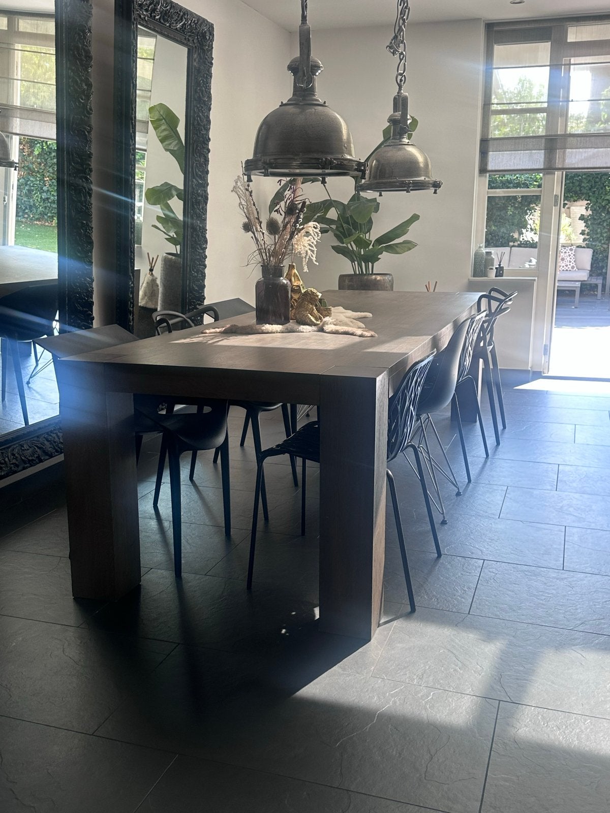 Eetkamertafel “Quint” Goossens leem 100x300 cm, Ophalen, 100 tot 150 cm, 200 cm of meer, Zo goed als nieuw