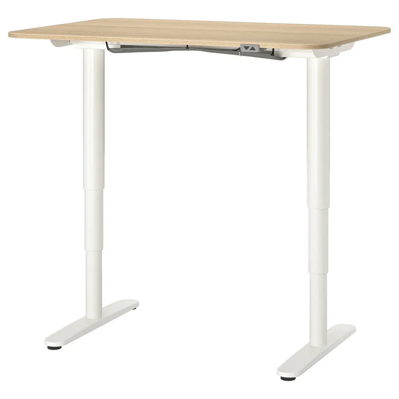 IKEA BEKANT Zit-sta bureau elektrisch eiken/wit 120x80 cm, Ophalen, Zit-sta bureau, Elektrisch, Spaanplaat of MDF