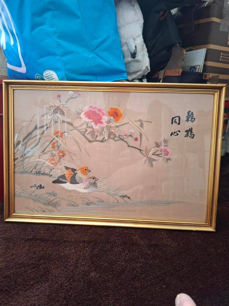 Chinees / japans zijde schilderijen gesigneerd, Ophalen of Verzenden