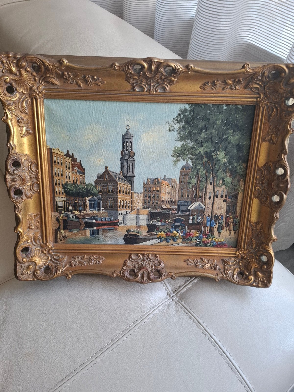 2 oude schilderijen, Ophalen, Gesigneerd, Stads- / dorpsgezicht