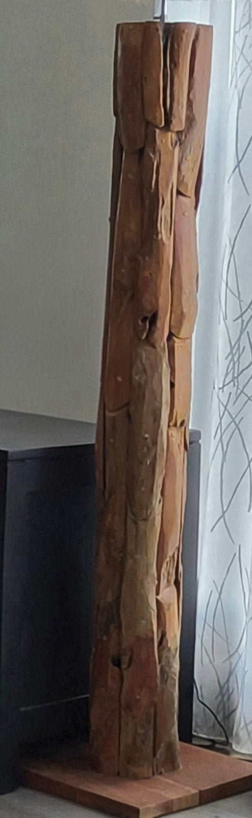 Houten totempaal sculptuur - 130 cm hoog, Ophalen, 1 meter - 2 meter, Hout, Bruin