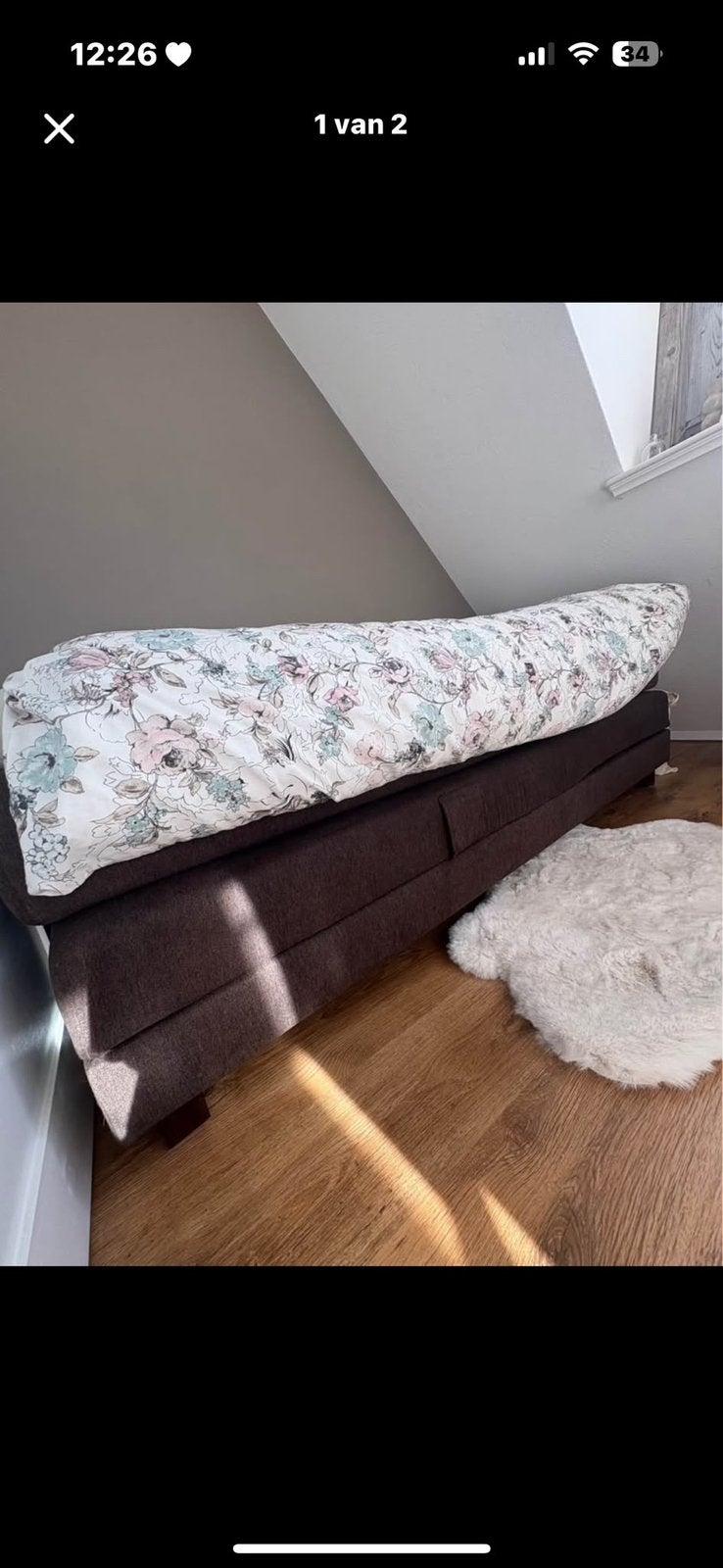 Elektrische boxspring 1, Ophalen, 90 cm, Eenpersoons, Bruin