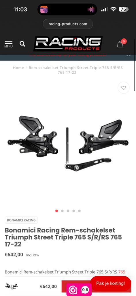 Rem en schakelset Bonamici Triumph street triple 765RS, Ophalen, Gebruikt, Neks, Nsmdl
