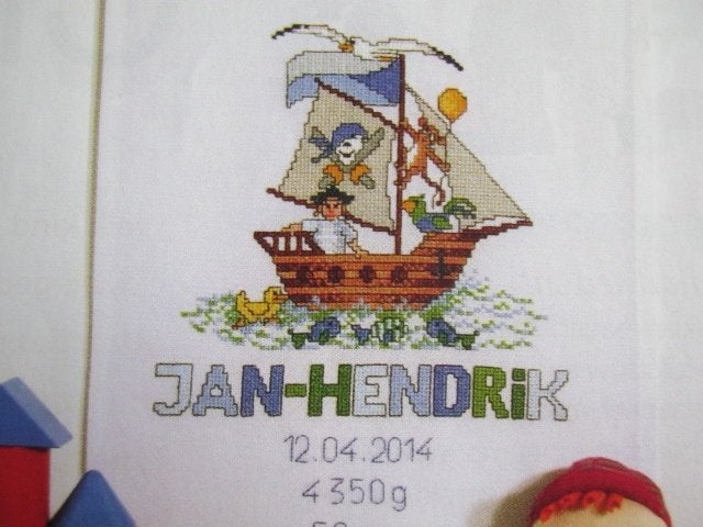 Borduurpatroon  Geboorte Baby merklap  nr 6257, Verzenden, Nieuw, Handborduren, Patroon