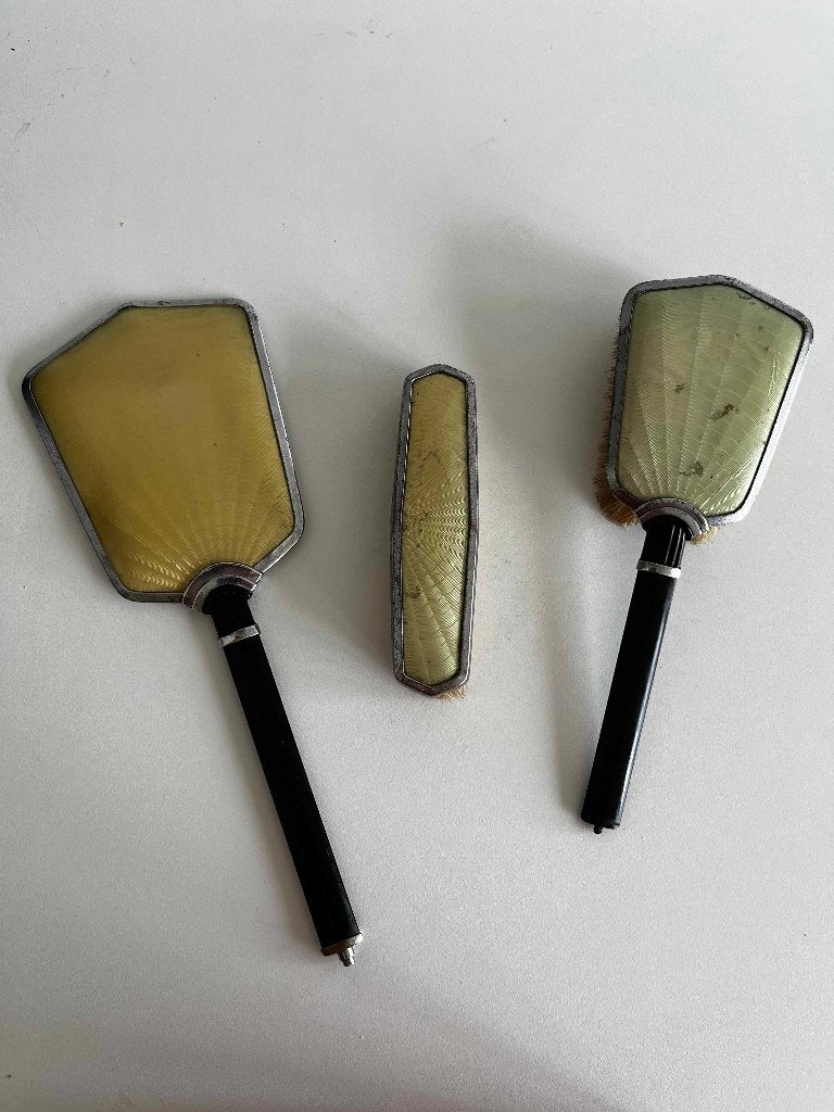 Art Deco kaptafelset met handspiegel en borstels, Antiek en Kunst, Ophalen of Verzenden