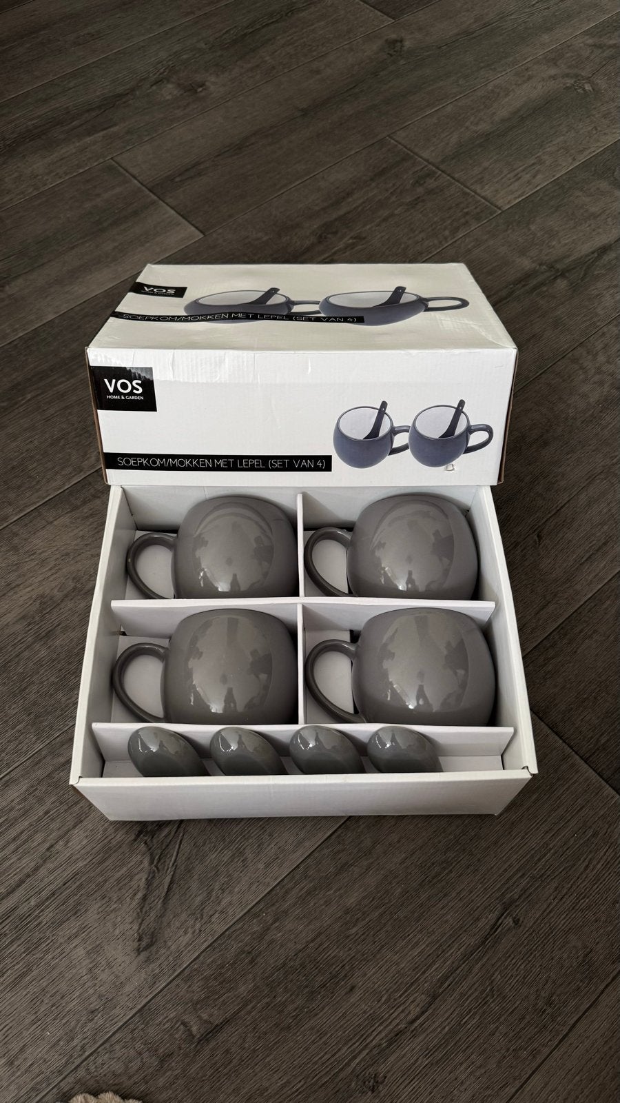 Soepkommen met Lepel en Dienblad - Set van 4, Ophalen, Overige merken, Keramiek, Nieuw
