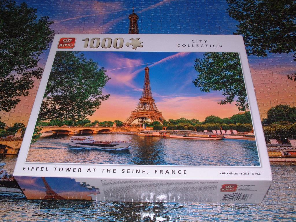 puzzel Eiffel Tower at the Seine France -King 1000 st., Ophalen of Verzenden, 500 t/m 1500 stukjes, Zo goed als nieuw, Legpuzzel