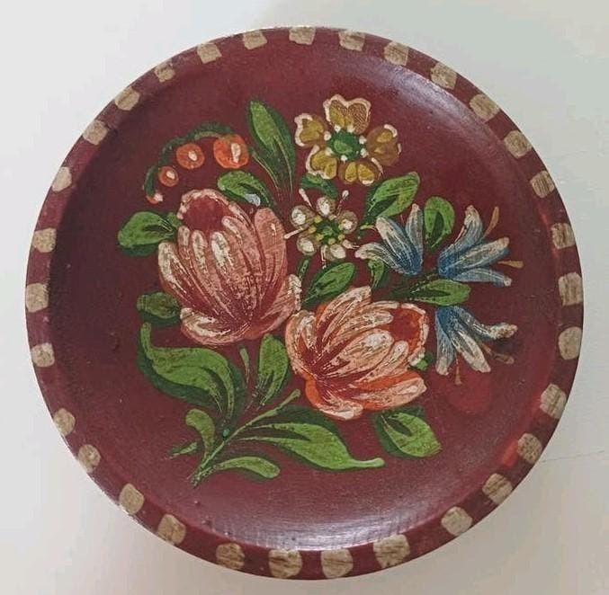 Handbeschilderd houten bordje met bloemmotief, Ophalen of Verzenden