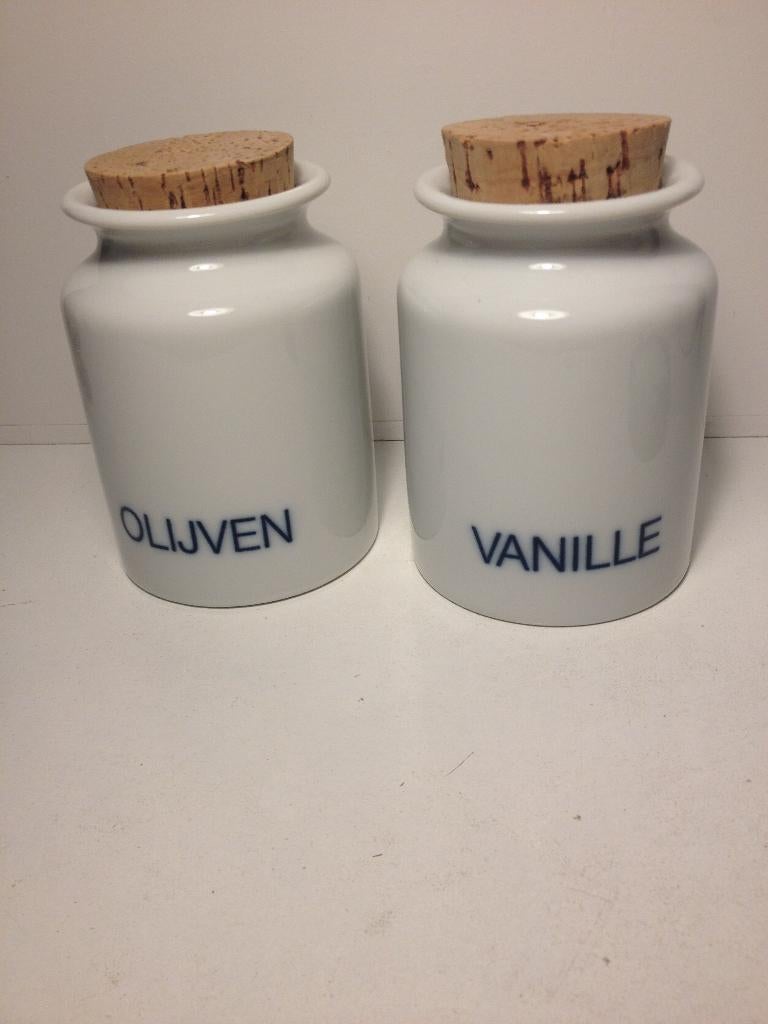 6 porseleinen potjes van Ole Palsby Denemarken, Verzenden, Nieuw, Voorraadpot, Wit
