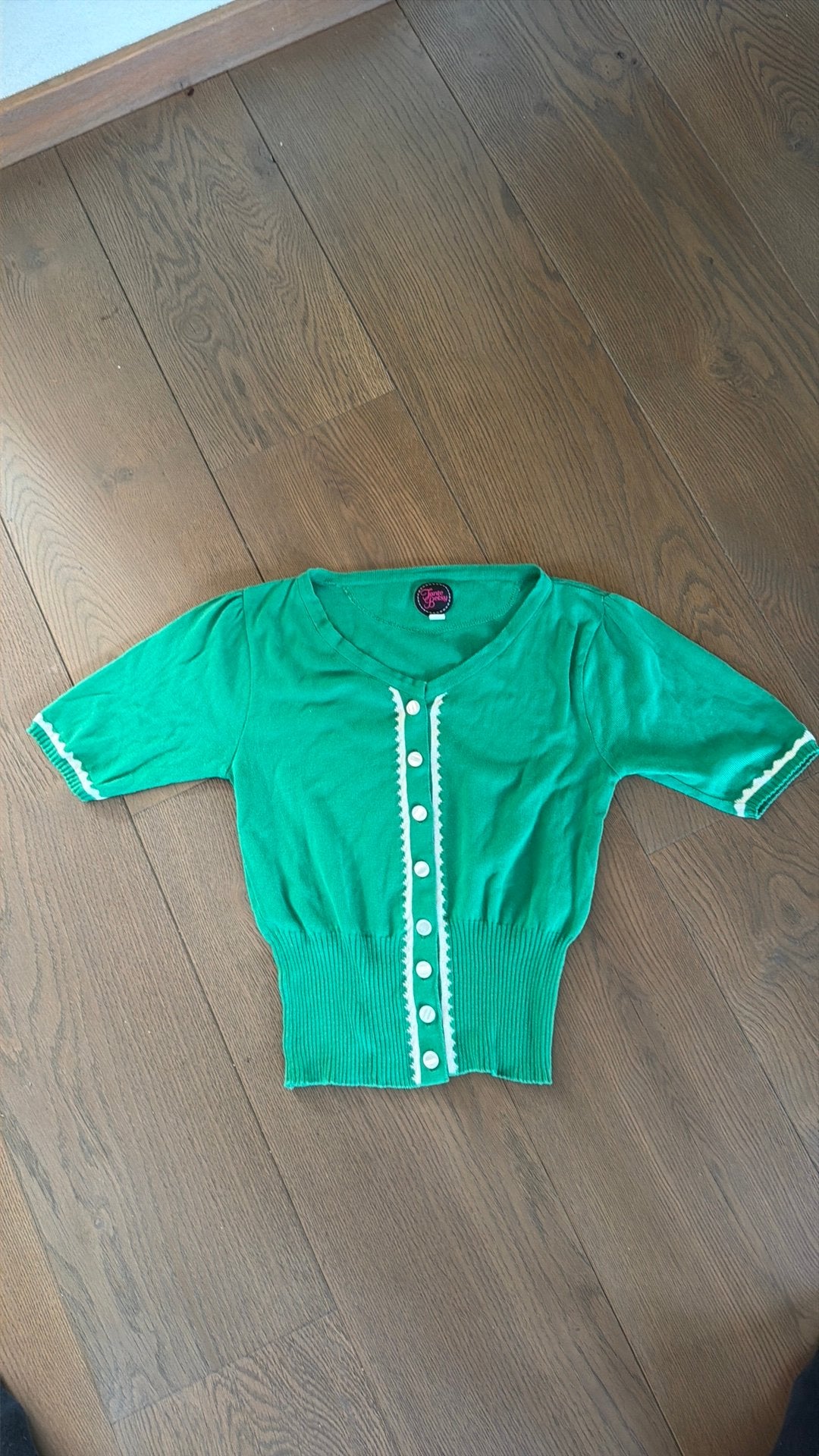Tante Betsy Groen Vestje Maat XS, Kleding | Dames, Truien en Vesten, Ophalen, Zo goed als nieuw, Maat 34 (XS) of kleiner, Groen