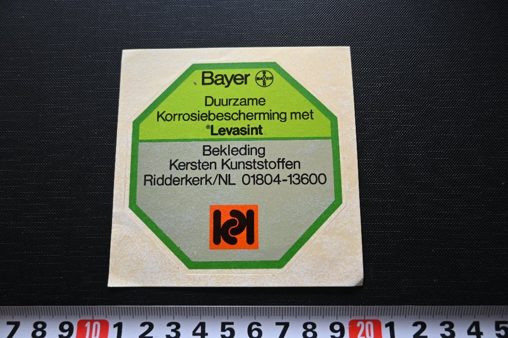 sticker bayer levasint korrosiebescherming kersten ridderker, Verzamelen, Ophalen, Zo goed als nieuw