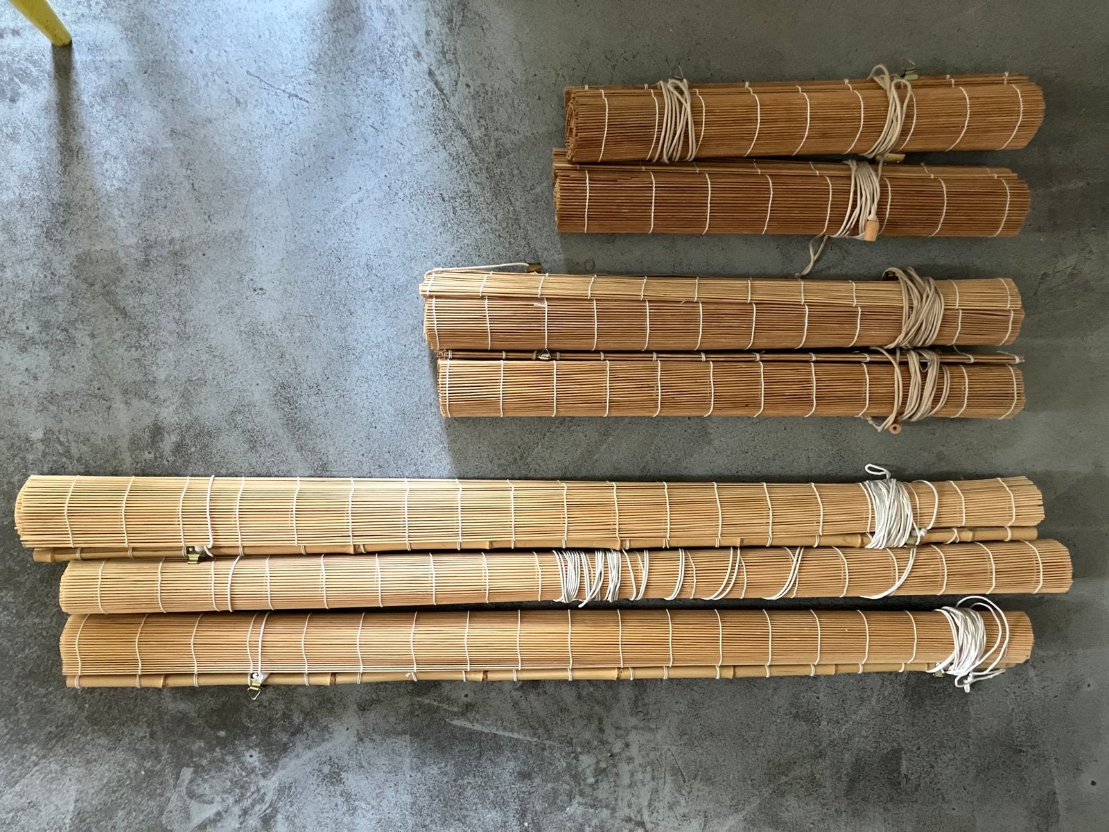 Rieten rolluiken bamboe rolgordijnen – 7 stks, diverse maten, Bruin, 100 tot 150 cm, Zo goed als nieuw, 50 tot 100 cm