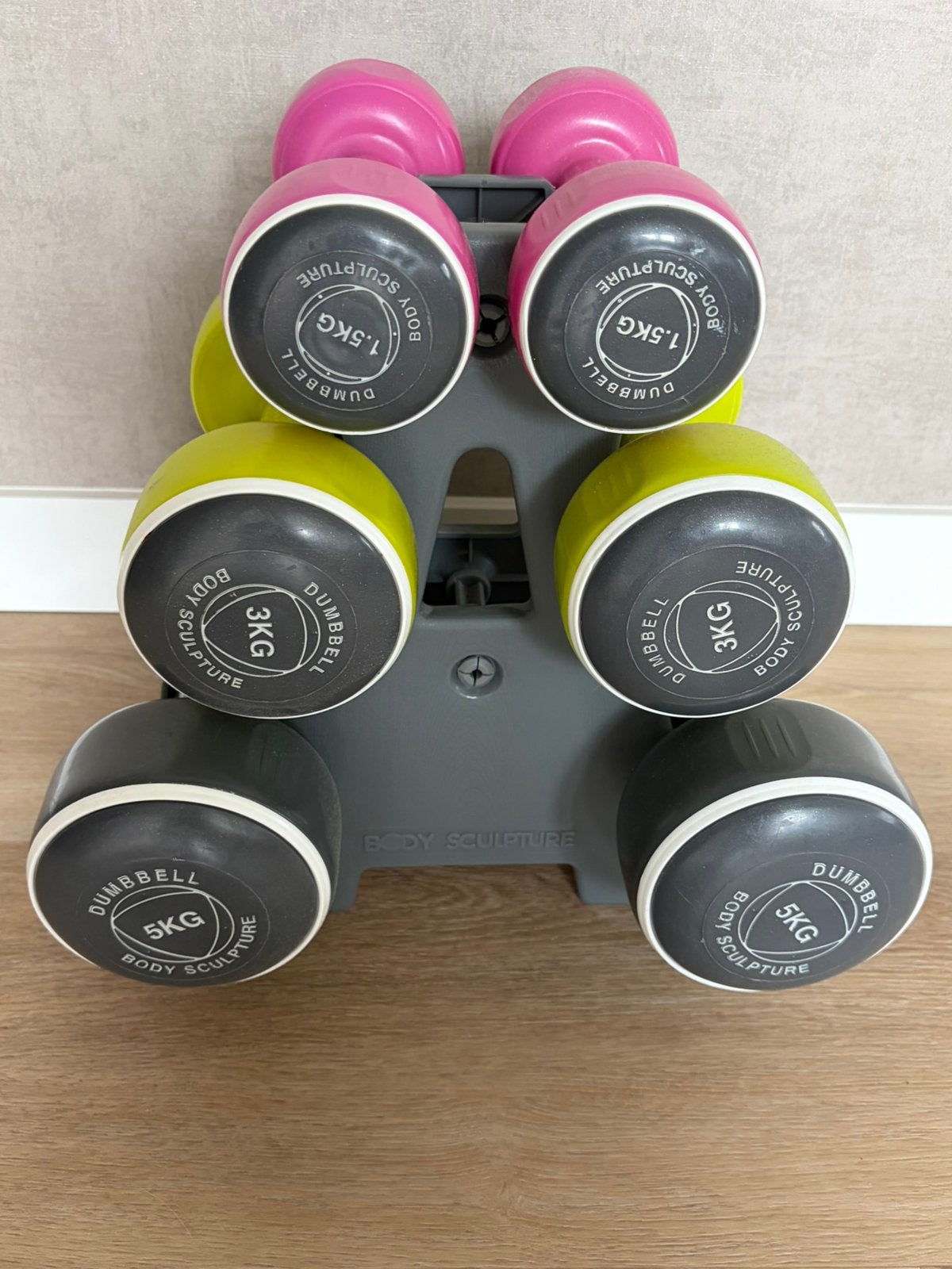 YES: complete set DUMBELLS 2 keer 1,5 en 3 en 5 kilo, Sport en Fitness, Ophalen, Zo goed als nieuw, Overige typen