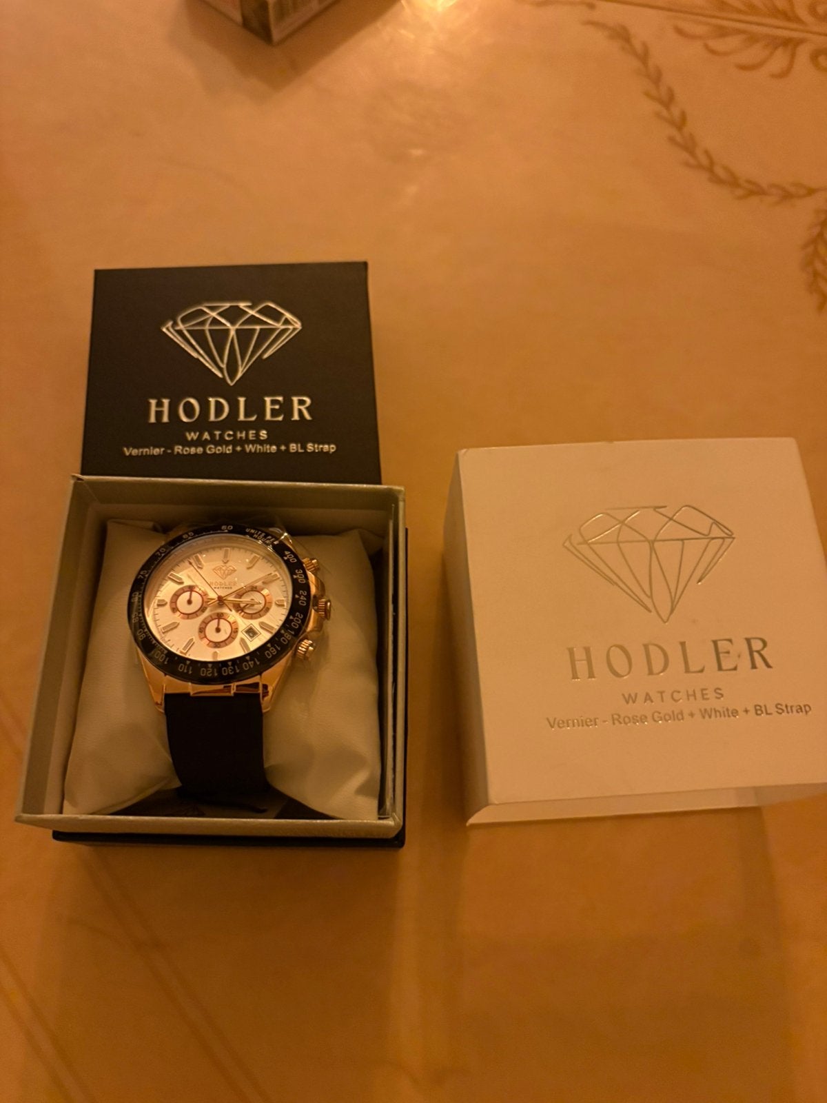 Hodler horloge zwart met rosegoud gloednieuw, Overige merken, Staal, Polshorloge, Overige materialen