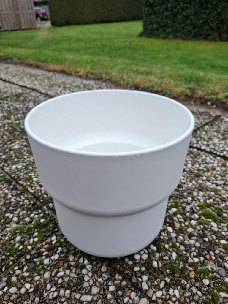 Witte bloempot - IKEA, Tuin en Terras, Bloempotten, 25 tot 40 cm, Gebruikt, Rond, Ophalen of Verzenden