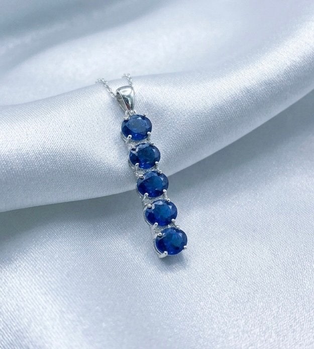Saffier blauwe zilveren 925 hanger pendant ab, Verzenden, Nieuw, Blauw, Zilver