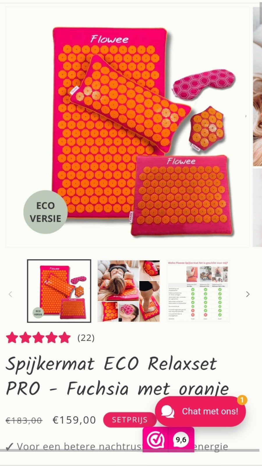 Flowee Spijkermat ECO Relaxset PRO - Fuchsia met Oranje, Sport en Fitness, Gezondheidsproducten en Wellness, Verzenden