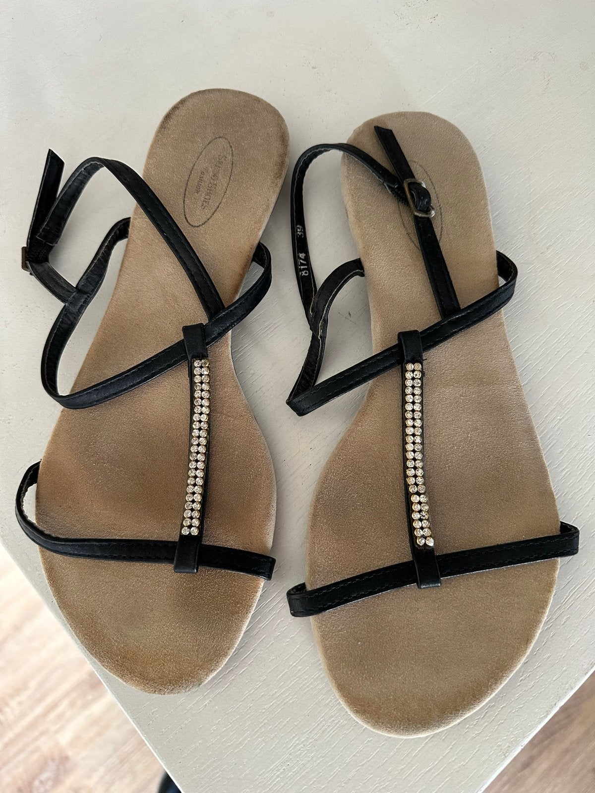 Senso Shoes sandalen maat 39 met strass steentjes, Ophalen of Verzenden, Gedragen, Zwart, Sandalen of Muiltjes