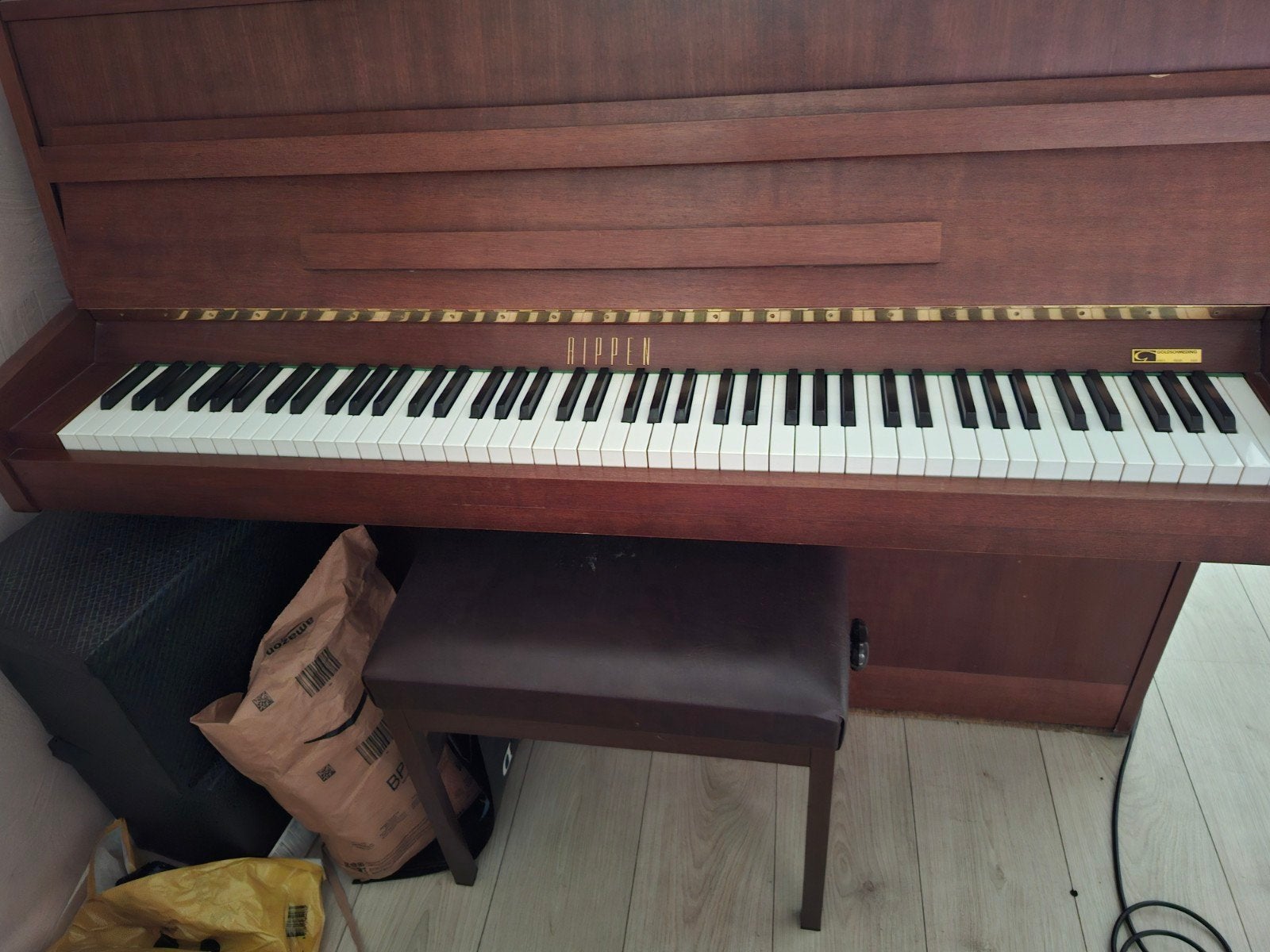 Rippen Piano - Nederlands product, Ophalen of Verzenden, Gebruikt, Bruin, Piano