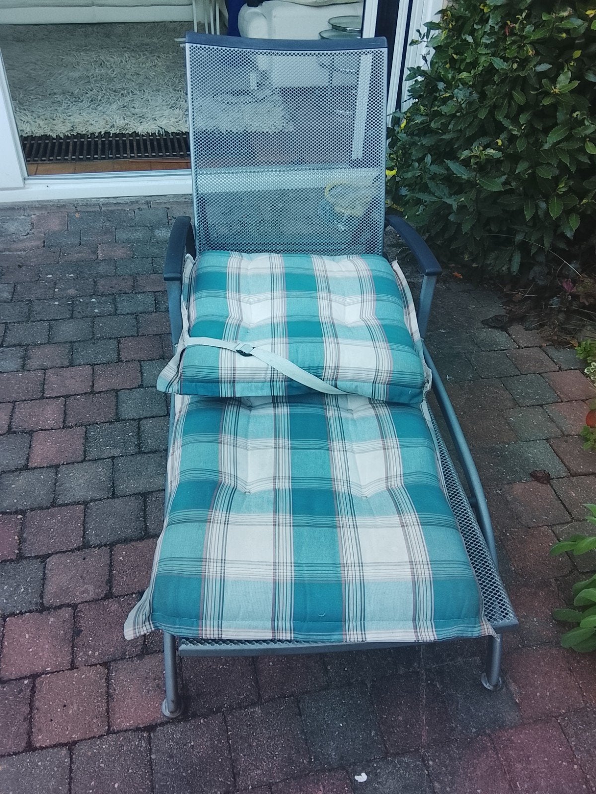 Ligstoel met kussen - Ideaal voor tuin of terras, Ophalen, Gebruikt, Metaal, Verstelbaar