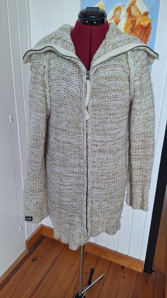 D&G Dolce & Gabbana  vest/jas beige, colkraag,  maat L, Kleding | Dames, Truien en Vesten, Ophalen of Verzenden