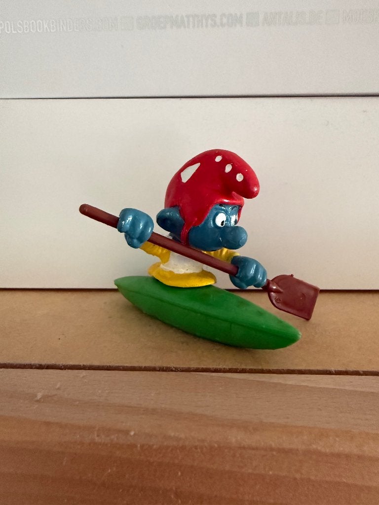 Kayak Smurf / kanovaarder – zwarte vier (incompleet), Ophalen of Verzenden, Gebruikt, Overige Smurfen, Poppetje, Figuurtje of Knuffel