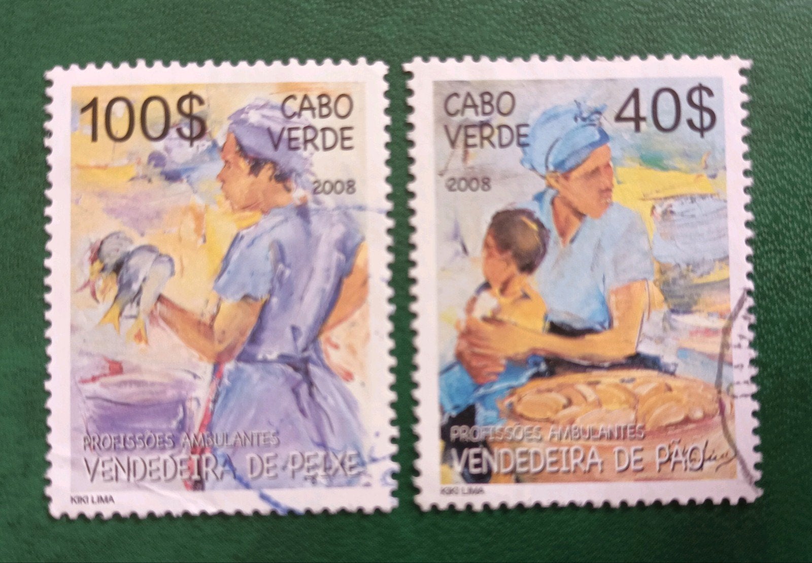 Cabo verdi 2008 ,2 pzs seller women, Verzenden, Overige landen, Gestempeld