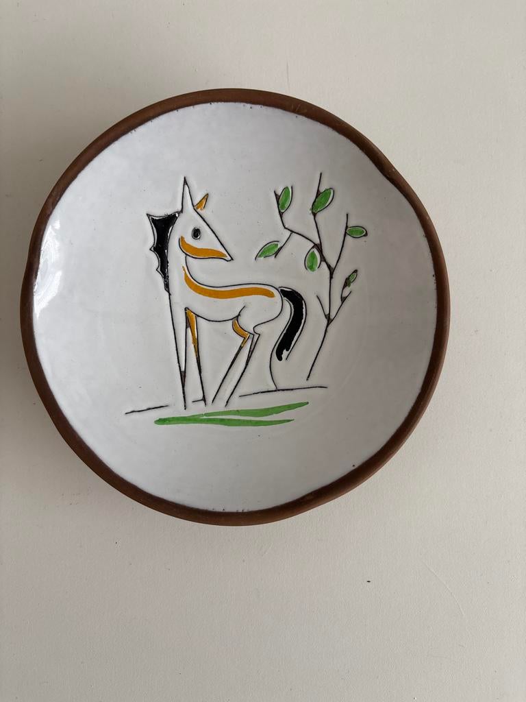 Vintage Wandbord met Paard Motief  Niet Gesigneerd (AMHA), Ophalen of Verzenden