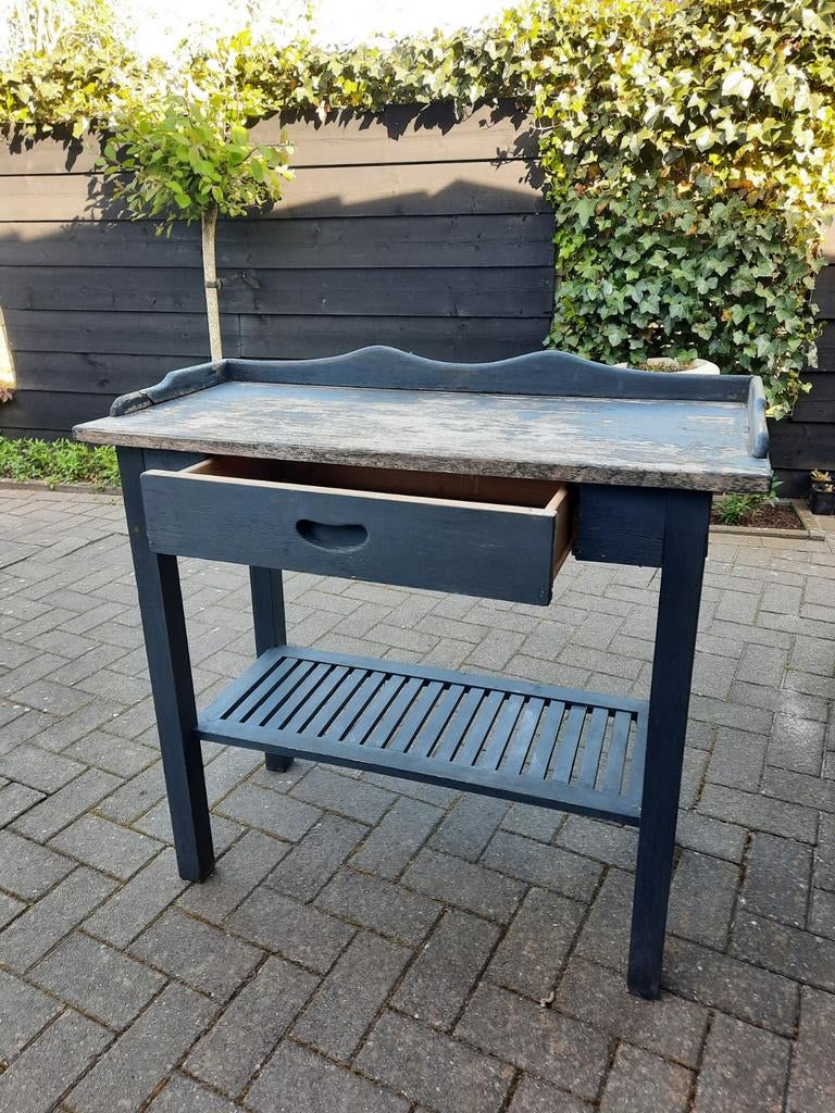 Tafel oppottafel tuintafeltje met lade, Tuin en Terras, Tuintafels, Ophalen, Gebruikt, Rechthoekig, Hout