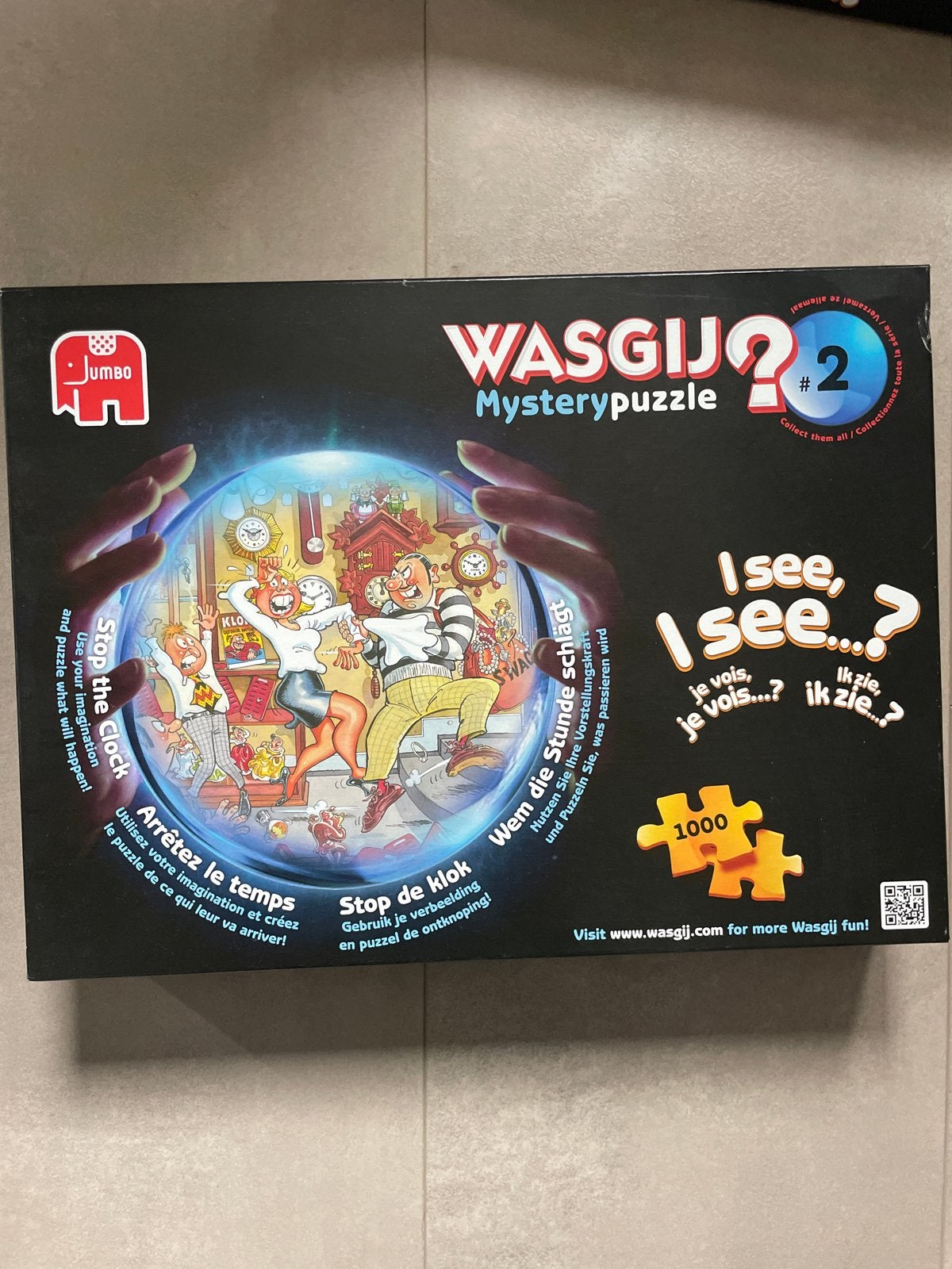 Wasgij Mystery Puzzel #2 - Stop de Klok (1000 stukjes), Hobby en Vrije tijd, Denksport en Puzzels, Ophalen of Verzenden, 500 t/m 1500 stukjes