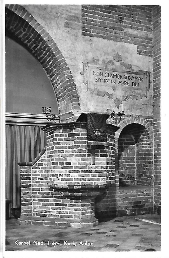 Anloo kansel kerk oude ongelopen ansichtkaart ( a2099 ), Ophalen of Verzenden, Voor 1920