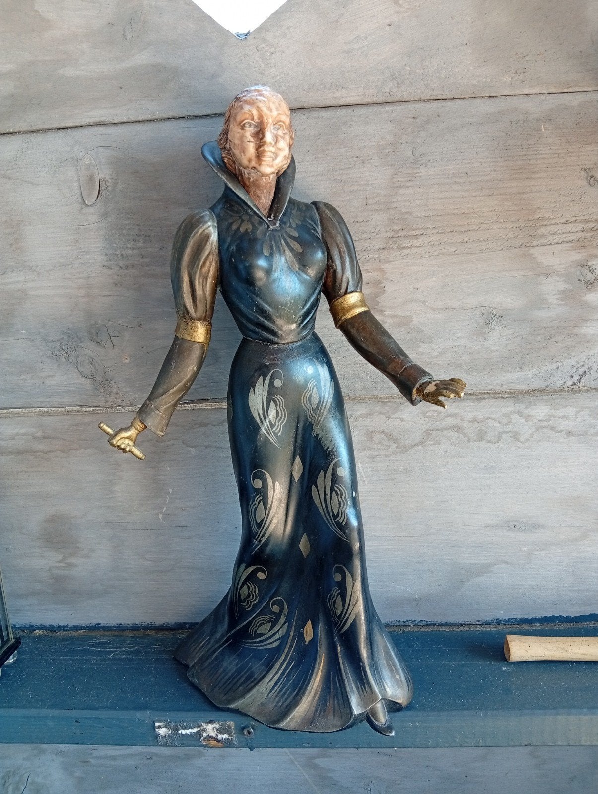 Vintage Art Deco Beeld Dame S. Melani, Art deco, Ophalen of Verzenden, Beeld, Composieten