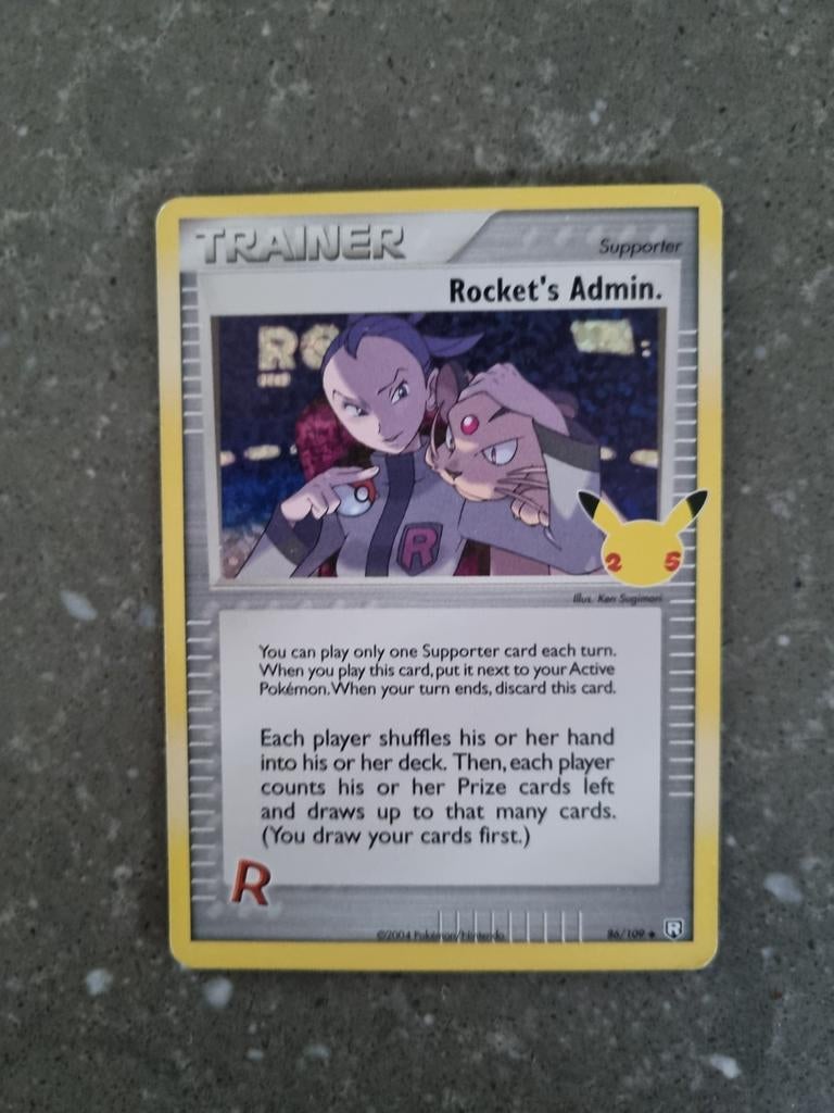 Pokémon Rocket's Admin. Trainer Kaart (Celebrations), Ophalen of Verzenden, Zo goed als nieuw, Losse kaart