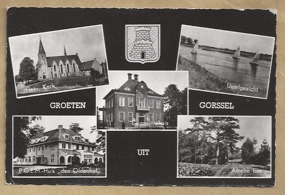 Oude Ansichtkaart Groeten uit Gorssel en omgeving, Ophalen of Verzenden, 1940 tot 1960, Gelopen, Gelderland