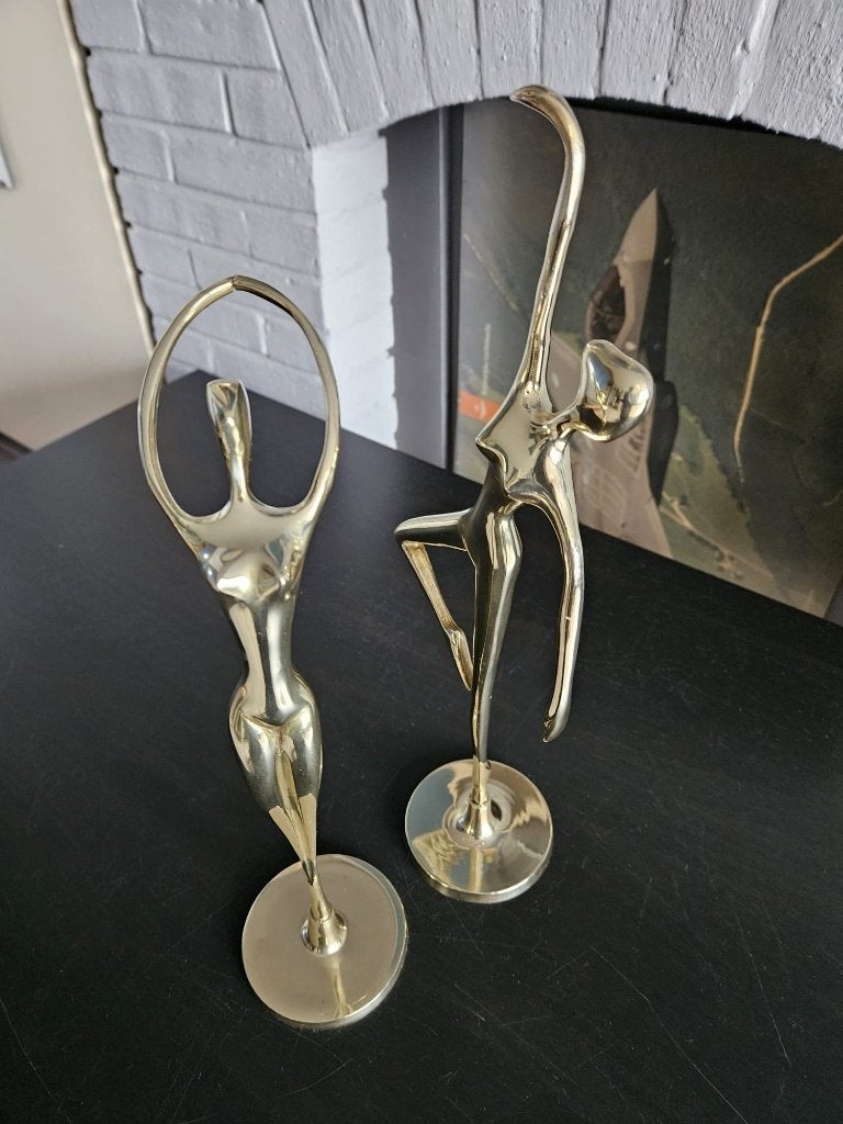 Messing ballerina’s – set van 2, Antiek en Kunst, Goud, 34 cm, Object, Ophalen of Verzenden