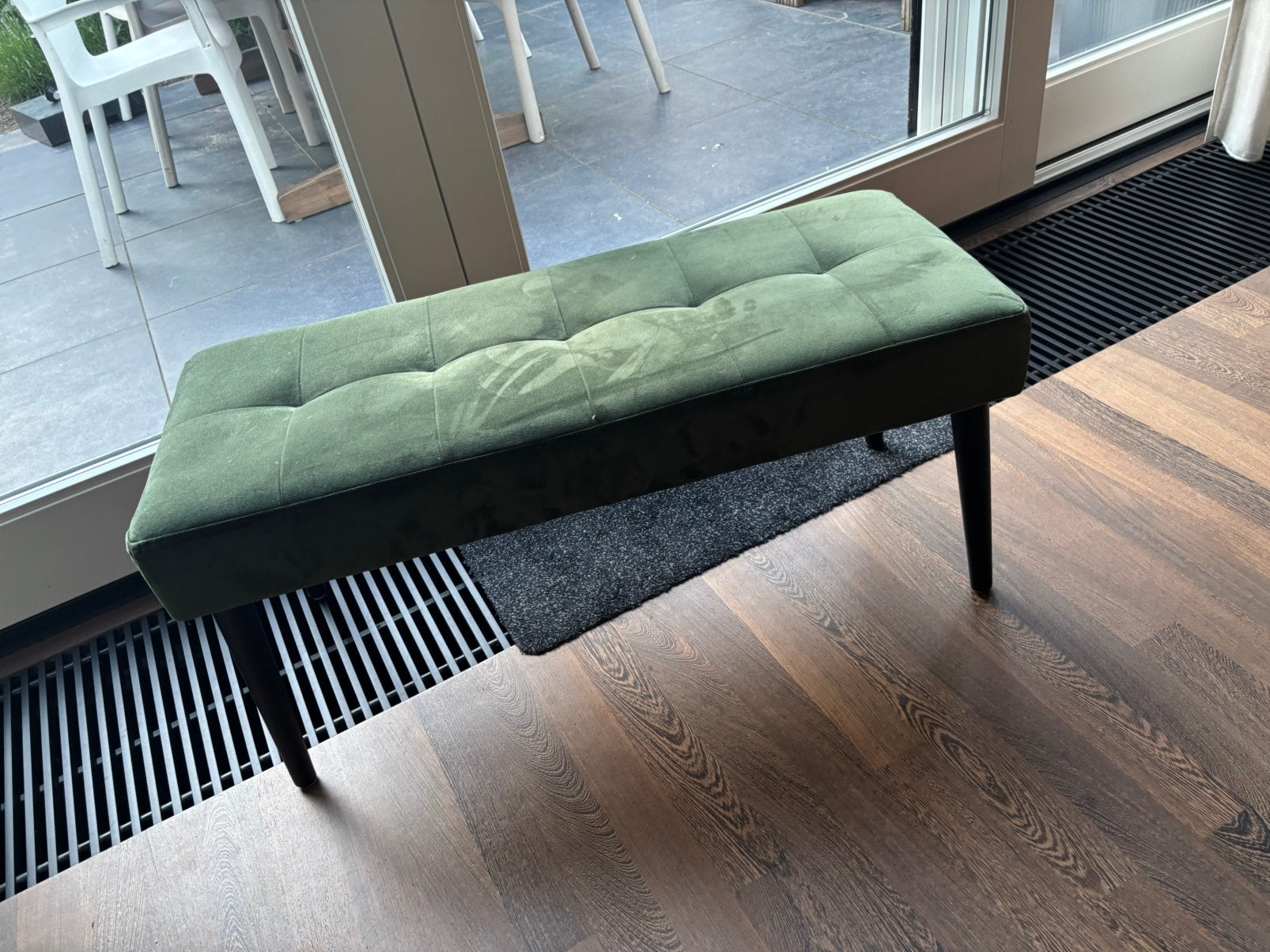 Bankje donkergroen - 45x95x38, Huis en Inrichting, Banken | Voetenbanken en Poefen, Ophalen, Gebruikt, Rechthoekig, 125 cm of meer