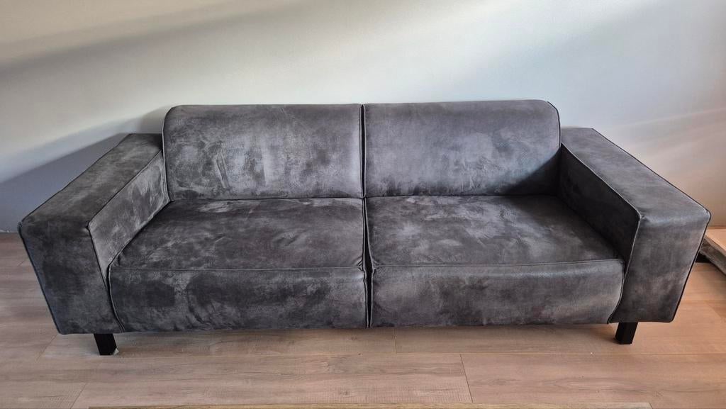 Grijze bankstel, Ophalen, Gebruikt, Driepersoons, 75 tot 100 cm