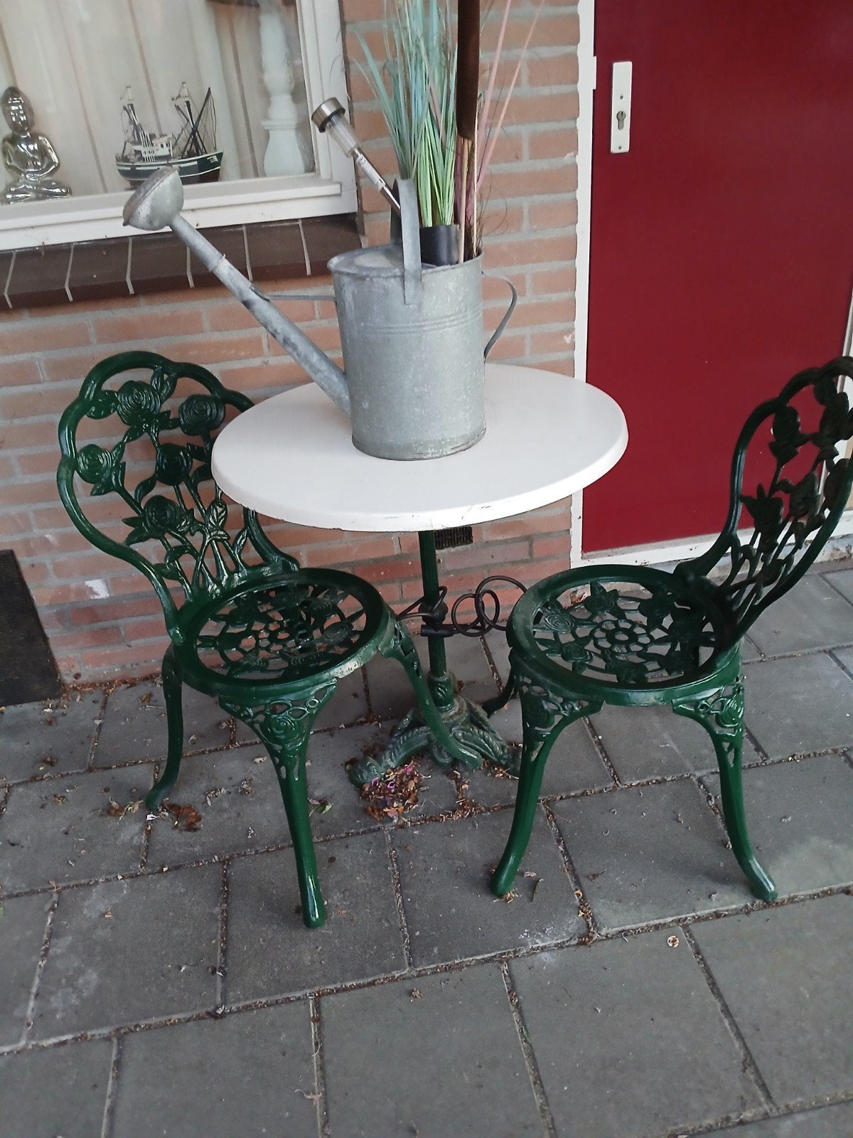 Gietijzer bistro set in uitstekende staat, Ophalen of Verzenden, Zo goed als nieuw, Overige materialen, 2 zitplaatsen