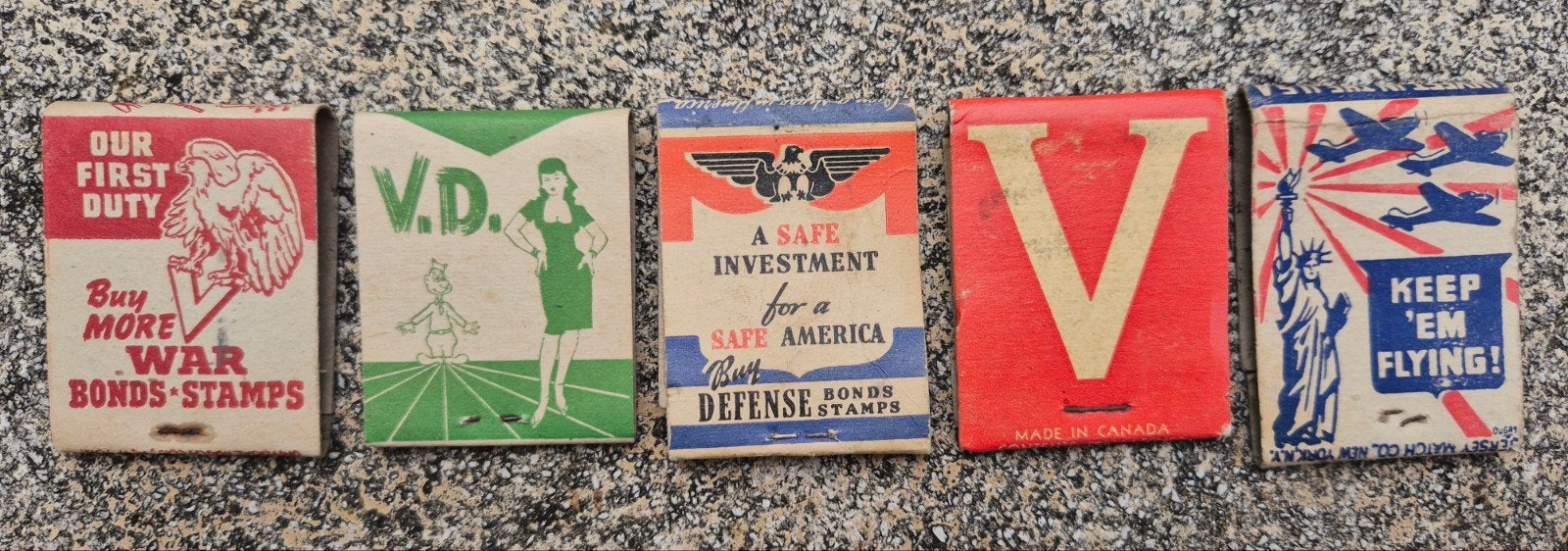 US WWII Lot 5 GI Lucifer Matches Packs, Verzenden, Landmacht, Amerika, Embleem of Badge