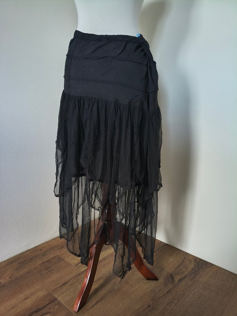 Gothic rok doorzichtige stof, Zwart, Maat 42/44 (L), Ophalen of Verzenden, Gedragen
