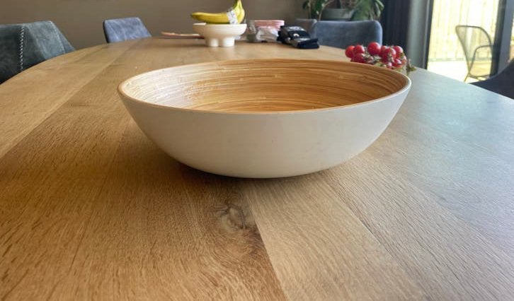 Fruitschaal bamboe wit, 30cm diameter, Ophalen, Gebruikt, Schaal, Rond