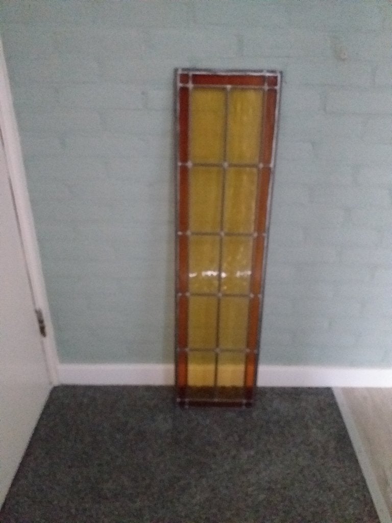 Glas in lood raam, bronskleurig, Doe-het-zelf en Verbouw, Glas en Ramen, Ophalen, Gevelraam of Ruit, 80 tot 120 cm, Zo goed als nieuw