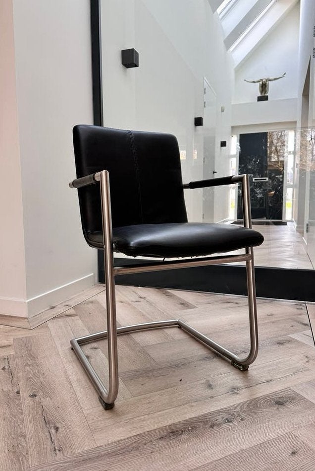 4/6/8 zwart lederen Henders & Hazel design eetkamerstoelen, Huis en Inrichting, Zwart, ---, Henders en Hazel, Ophalen of Verzenden
