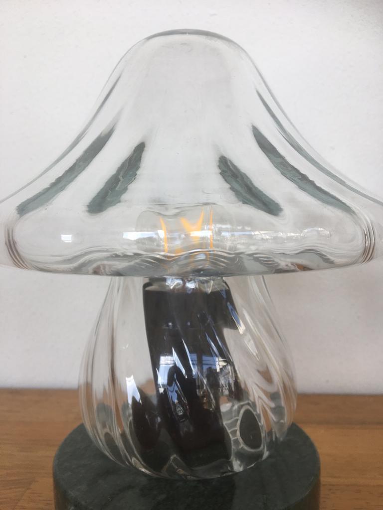 Mushroom lamp met marmeren voet, Ophalen of Verzenden, Zo goed als nieuw