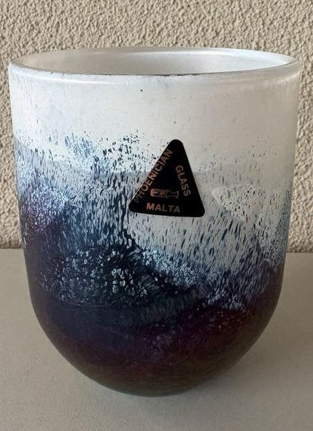 Mondgeblazen Phoenician Glass Malta vaas/pot, Ophalen of Verzenden