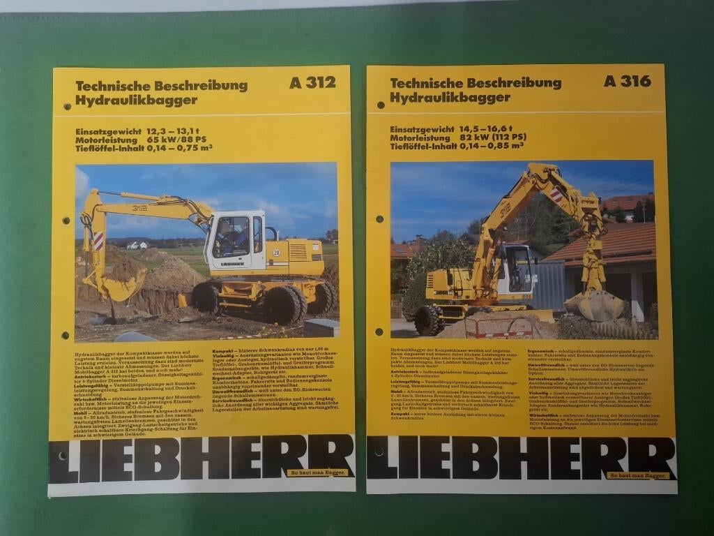Liebherr A312 en A316  technische specifcaties, Boeken, Catalogussen en Folders, Zo goed als nieuw, Folder, Ophalen of Verzenden