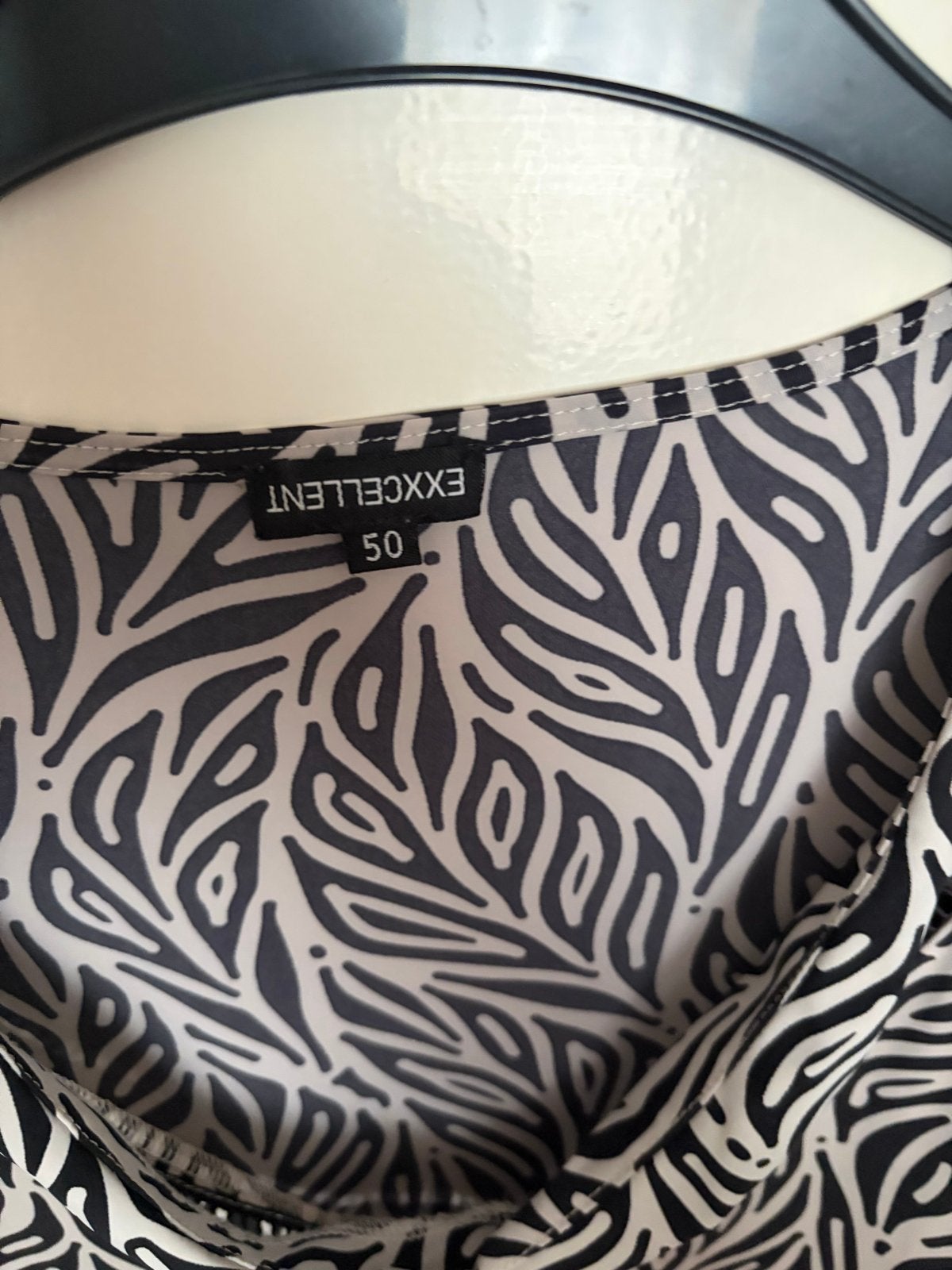 Exxcellent Tuniek met Bladprint - Maat 50, Zwart, Maat 46/48 (XL) of groter, Ophalen of Verzenden, Korte mouw