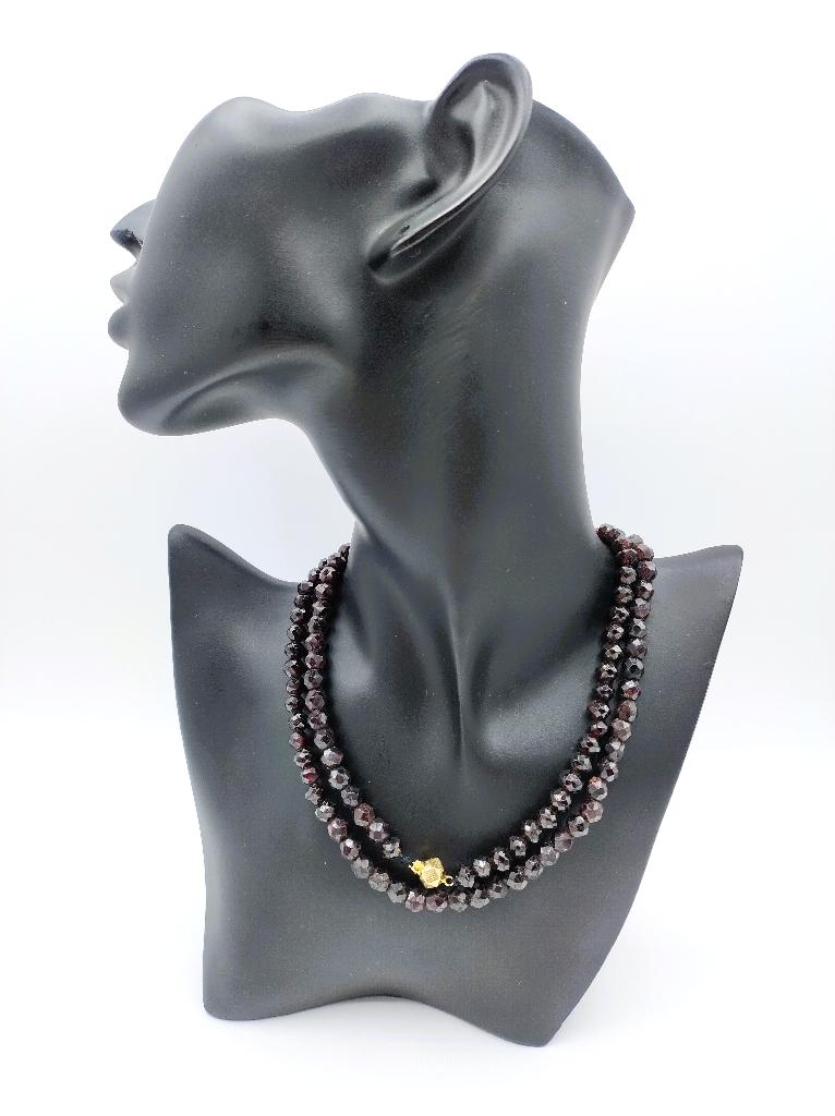 Granaten ketting met gouden slot. 75 cm, Sieraden, Tassen en Uiterlijk, Antieke sieraden, Verzenden, Goud, Ketting