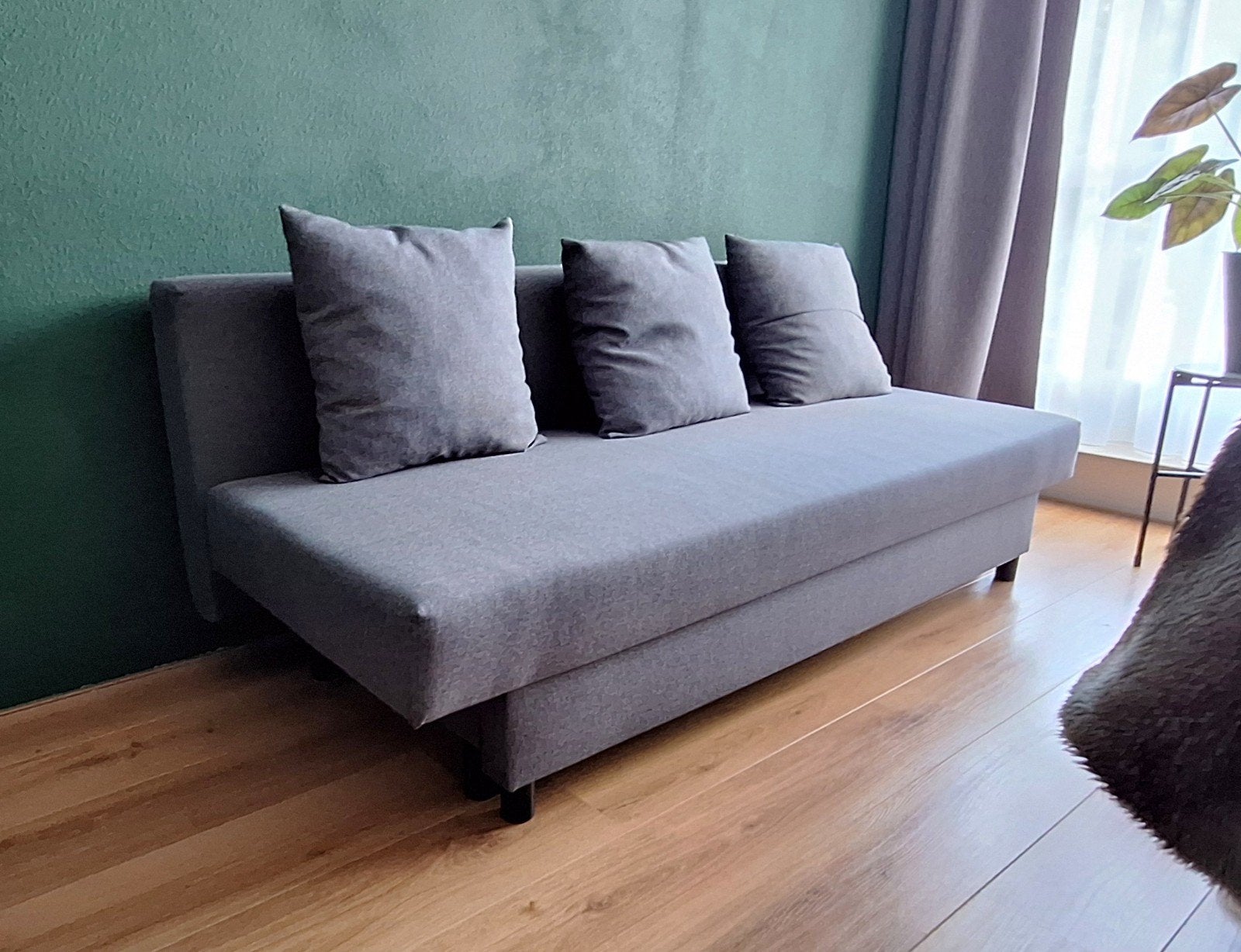 IKEA ALVDALEN slaapbank, Tweepersoons, Zo goed als nieuw, Grijs, 140 cm