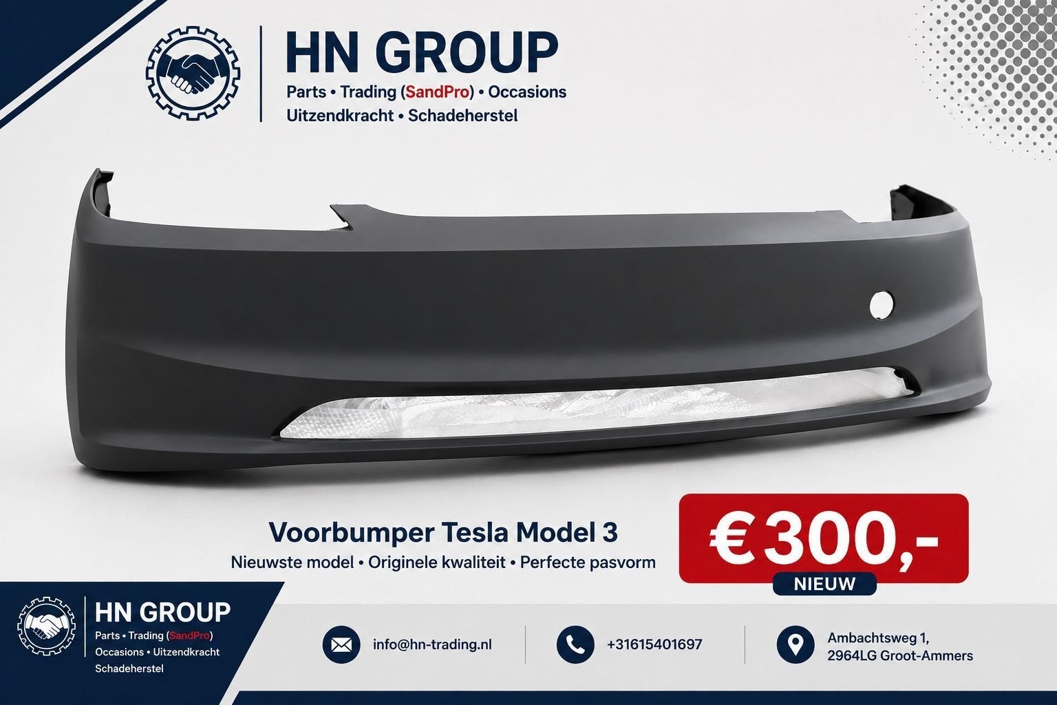 Tesla Model 3 2024 Voorbumper Nieuw, -, -, Nieuw, Ophalen of Verzenden